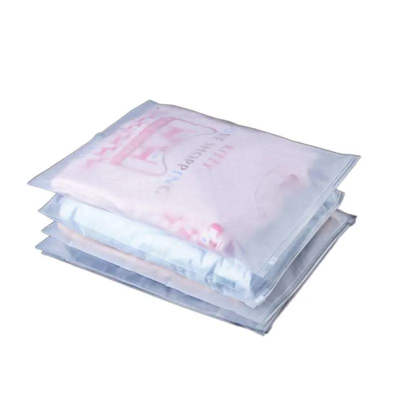 Wholesale Custom Packaging Printed Logo Self Sealing Shirt Zip Lock Clear Plastic Zipper Frosted Clothing Bags