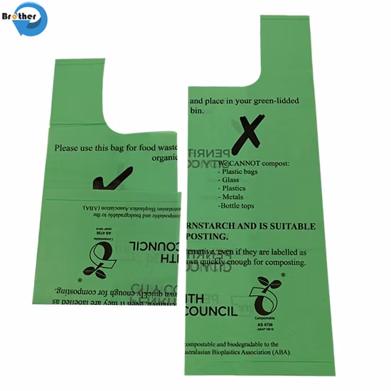 100% 環境に優しい生分解性コーンスターチ プラスチック ショッピング バッグ堆肥化可能な郵送袋 En13432/ASTM-D6400 Pbat/PLA 標準 TUV OK