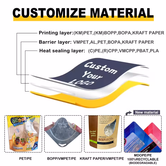 高速配送ビスケットストック食品包装マイラーバッグバックウッドポリエチレン PP ジップロック付き